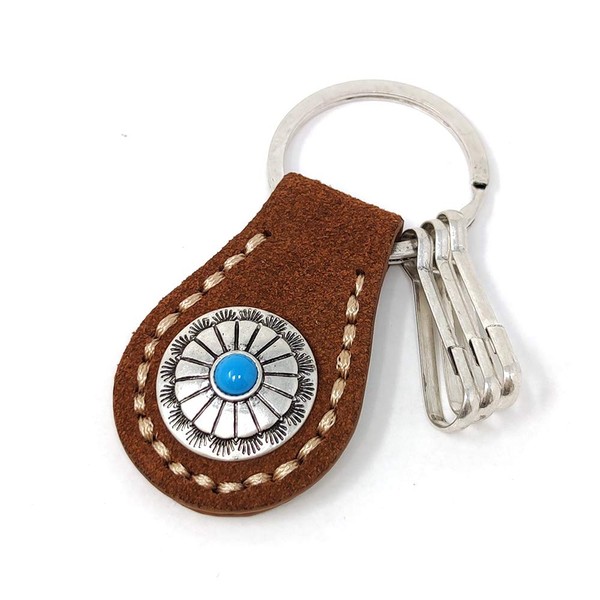 H.N.Z nskh-001b Key Chain Suede Concho Turquoise Native American Keychain
