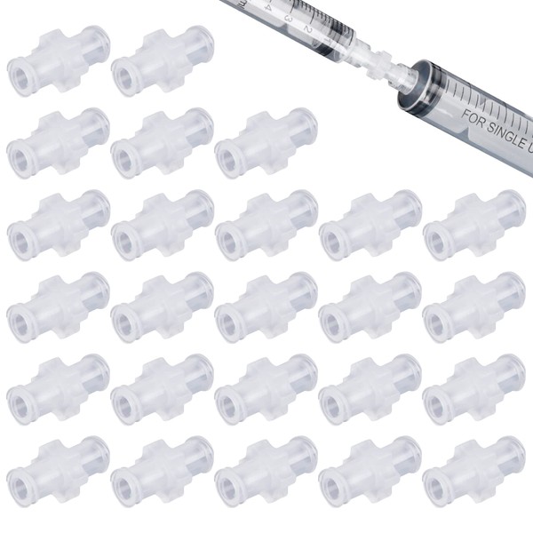 25pcs Luer Lock to Luer Lock Connector, Female Luer Syringe to Syringe Transfer Joint,PP Syringe Adapter Coupler (25)