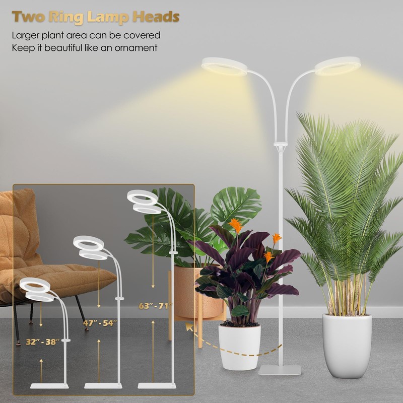 GLOWRIUM Grow Light with Stand,2-Head LED Plant Light for Indoor