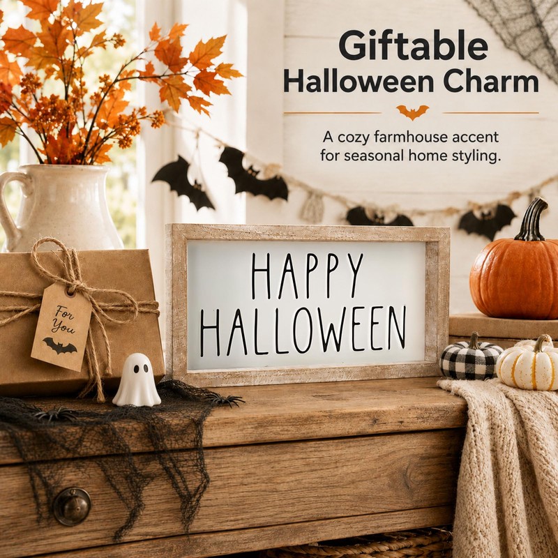 pechpell 3D Metal Happy Halloween Sign Table Mantel Shelf Desk