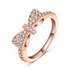 DOCCESTU 14k Rose Gold Women's Bow Ring Cubic Zirconia Fashion