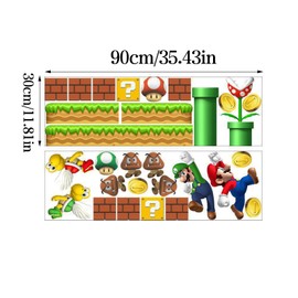 Mario Wall Sticker, Mario Wallpaper, Sticker Anime, Anime Birthday Decoration, Manga Sticker, Removable Peel and Stick, Suitable for Living Room, Smooth Wall