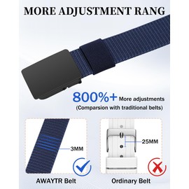 Monopa Nylon Golf Belt for Boys -Kids Tactical Belt with Metal Buckle for Baseball Softball Jeans (Black Buckle,Navy Blue,90cm)