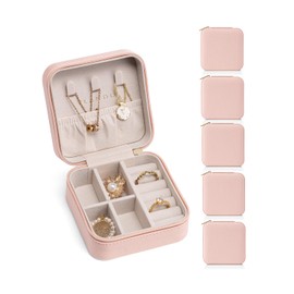 Vlando Travel Jewelry Box, Small Jewelry Travel Organizer Case for Girls Women - Pink*6 pack