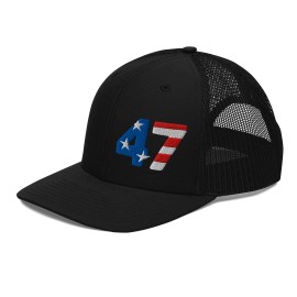 GoodLife Graphix Trump 47 MAGA America Richardson Trucker Hat for Men Women - Black