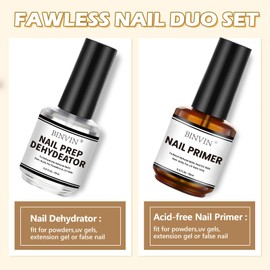 Binvin Gel Nail Polish Nail Dehydrator and Primer, 15ml Acid Free Nail Prep Dehydrator & Bond Primer, Air Dry Superior Bonding Primer for Acrylic Powder Nail Supplies Set