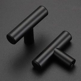 Ravinte Pack of 10 Black Cabinet Knobs, T Bar Handles for Kitchen Cabinets, 50 mm Total Length Cabinet Handles, Rustproof Stainless Steel Furniture Door Handles