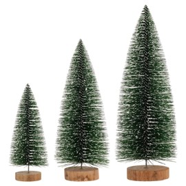Boston International Bottle Brush Christmas Tree for Tabletop Mantel Shelf Winter Holiday Decorations for Home, 3 Sizes, Green White Tipped Trees