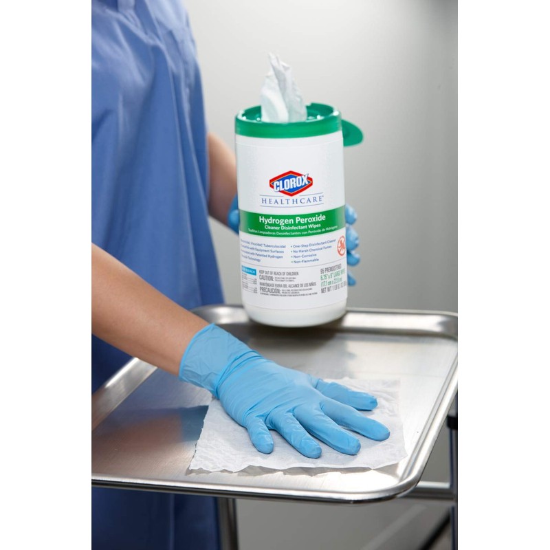 Clorox Healthcare Hydrogen Peroxide Cleaner Disinfectant Wipes, 6.75" x 9",