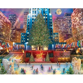 White Mountain Christmas Puzzles 1000 Pieces Winter Theme Jigsaw Puzzle for Adults and Family - Rockefeller New York