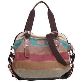Eshow Damen Canvas Handtasche Schultertasche Umhängetasche groß mit Handgriff für Arbeit Schule Shopping
