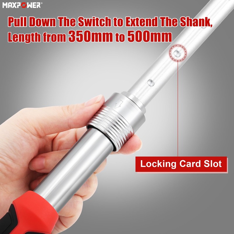 MAXPOWER Extendable Adjustable Wrench, Retractable Extension Shank 13.8" to 19.7",