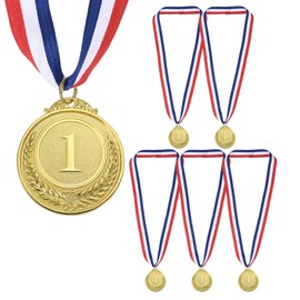 PATIKIL 2 Inch Award Medals, 6 Pack Gold Medal Winner Award Prizes Frosted with Neck Ribbon for Adults, Sports Day, Games, Sports Competition