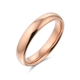 Bling Jewelry Plain Simple Thin Dome Couples Titanium Wedding Band Polished Rose Gold Plated Ring For Men For Women Comfort Fit 4MM