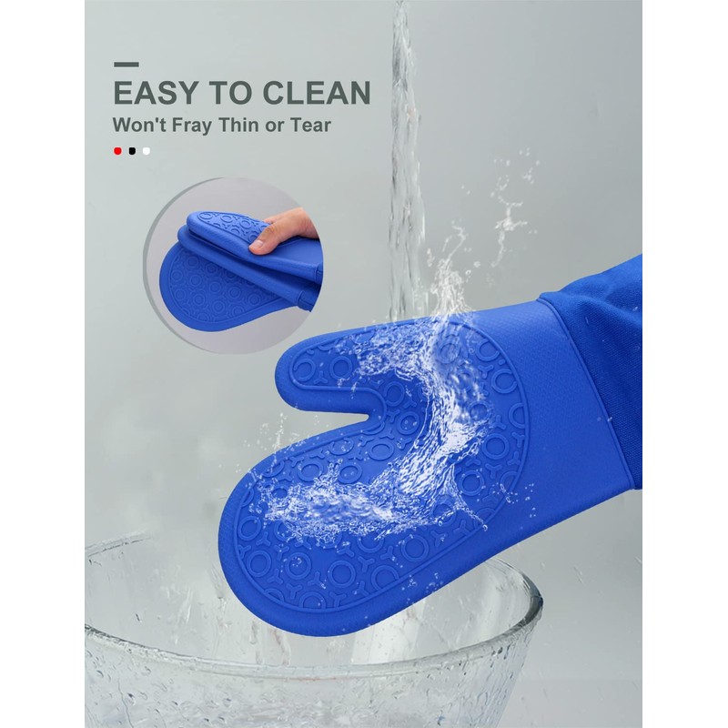 sungwoo Silicone Oven Mitts, Heat Resistant Oven Gloves with Quilted
