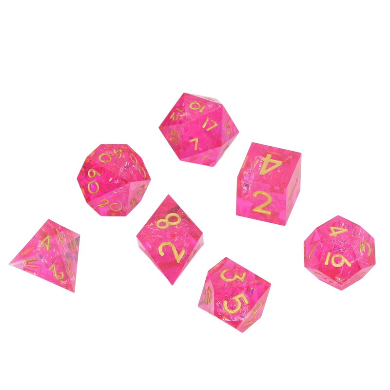 7PCS Polyhedral Dice Clear Numbers Pointed Edges Resin Dice Set