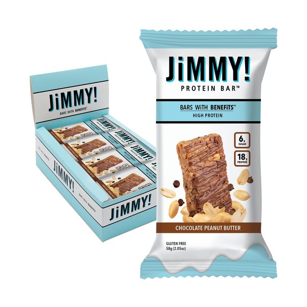 JiMMYBAR! Chocolate Peanut Butter Protein Bars 18g Protein Bar, 6g