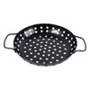 Round Grill Wok with Handle,Carbon Steel Grill Pan With Holes,Non-Stick