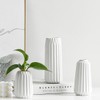 Keramik Vasen 3er Set, Kleine Blumenvasen für Tischdeko, Gerippt Vasen