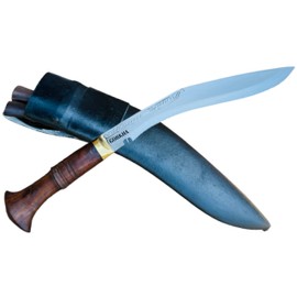 Gorkha Kukri Knife With Leather Cover – Full Tang Cold Carbon Stainless Steel Blade, 17 IN Tactical Machete (Horn Handle) – Includes 2 Small Knives – Perfect for Outdoor, Hiking, Survival & Adventure
