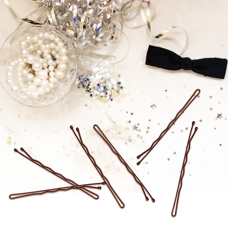 Large Bobby Pins Brown,MORGLES 2.75" Jumbo Hair Pins Brown Long