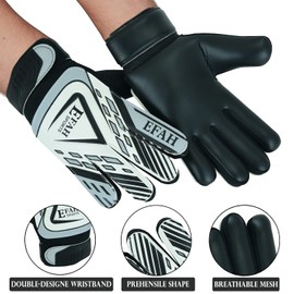 EFAH SPORTS Soccer Goalkeeper Gloves for Kids Boys Children Youth Football Goalkeeping Goalie Glove with Strong Grip palms (Size 7 suitable for size S-M adult, Grey/White)