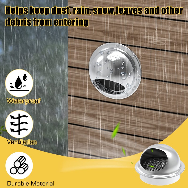 Powrocket 3 Inch Stainless Steel Soffit Vents,Round Air Vent Cover,Air