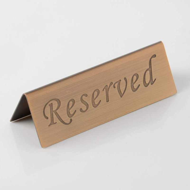 POFET Pack of 2 Reserved Sign - Brushed Stainless Steel