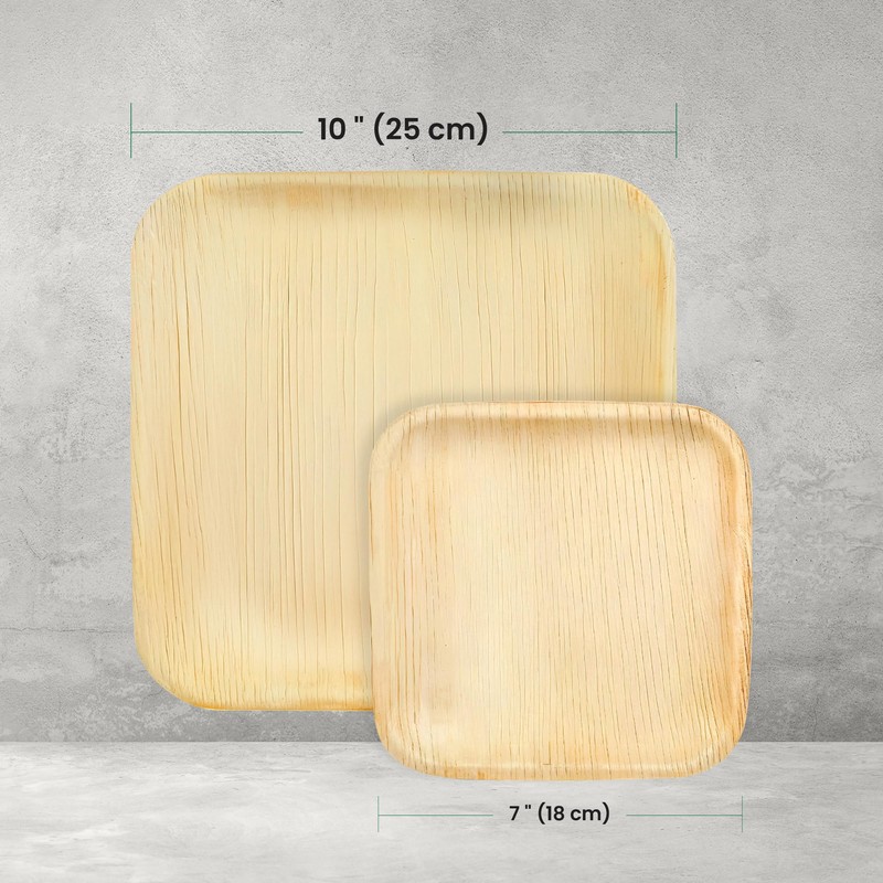 Eco Leaf 10 & 7 inch 50pcs Palm Leaf Square