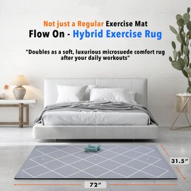 Flow On Home Exercise Rug Yoga Mat 1/2 inch Extra Thick 100% Natural Rubber Non-slip Premium Suede Luxury Design Eco-Friendly Heavy Duty Comfort Support Long Wide 72" L x 31.5" W x 0.4" (Stone Grey)