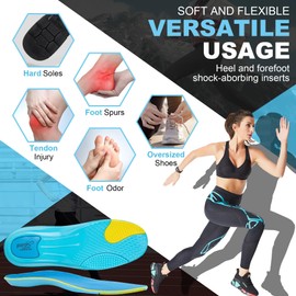 FocusOnInsole Walk Longer Insoles for Men and Women - Excellent Shock Absorption & Cushioning for Feet Relief - Superior Comfort Insoles for Running Working Standing on Feet All-Day, Trim to Fit, XXL