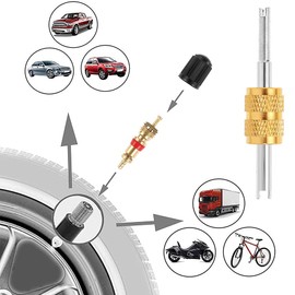 33Pcs Tire Valve Stem Puller Tools Set - with Tyre Valve Caps Snap-in Valve Stems, Valve Cores, & Single Head Valve Core Remover, 4-Way Valve Tool for Car Vehicle Motorcycle Truck Bicycle