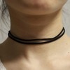 TseenYi Layering Leather Choker Necklace Short Black Velvet Suede Necklace