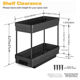 XIANKE Pull Out Spice Rack Organizer for Cabinet, 2-Tier Slide Out Spice Racks Organizer,Easy Installation Cabinet Organizer Seasoning Kitchen Organizer,4.4''Wx10.5''Dx8.26''H,2Pack