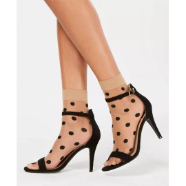INC International Concepts INC Women's 2-Pk. Sheer & Polka Dot Socks - One Size, One Pair Polka, One Pair Solid Black