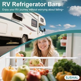 SJSHAL 4 Sets Double RV Refrigerator Bars,RV Tension Rods with Adjustable Length 15.8-27.6 Inches,Non-Slip RV Refrigerator Bars for Camper Refrigerator,Kitchen,Closet, Bookshelf,Cupboard-White