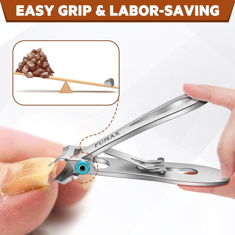 Toenail Clippers for Thick Toenails with Slant Wide Jaw Opening,