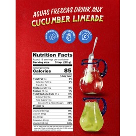 Klass Aguas Frescas | Drink Mix Cucumber Limeade | Flavors From Natural Sources, No Artificial Flavors, With Vitamin C (Makes 7 to 9 Quarts) 14.1 Oz Family Pack (4-Pack)