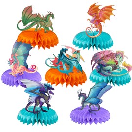 KETECI 7 Pcs Wings of Fire Birthday Party Decoration, Dragon Game Honeycomb Centerpieces 3D Double Sided Table Decorations, Photo Booth Props for Kids Birthday Party Supplies