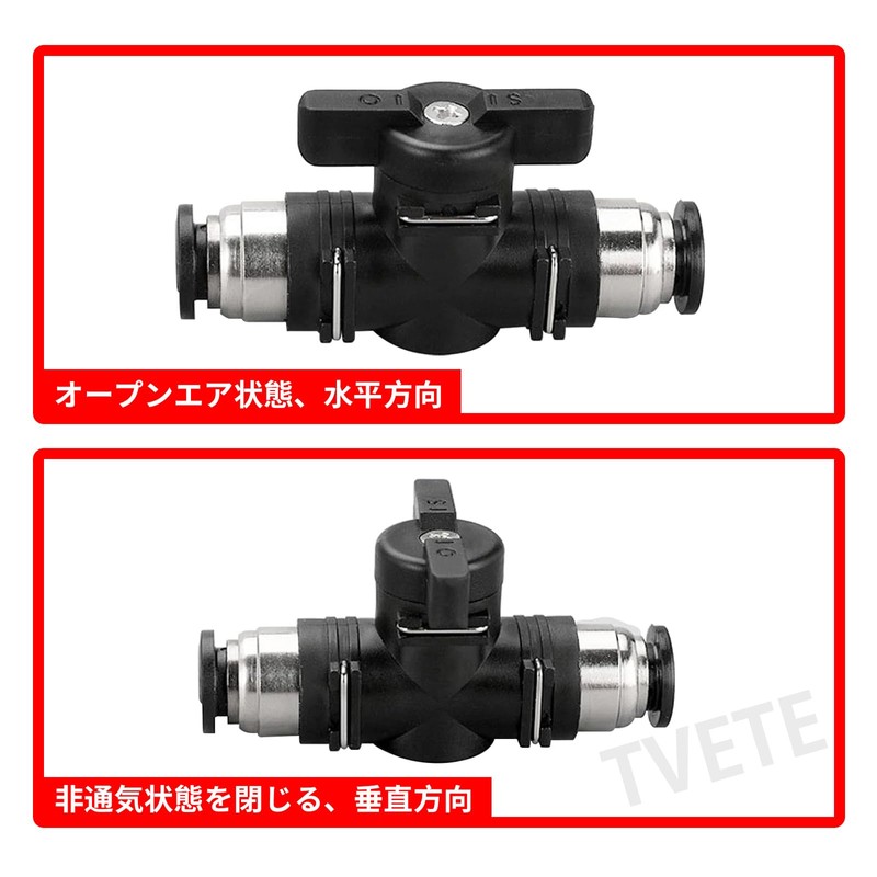TVETE BUC-6 Pneumatic Connector, Hand Valve, Ball Valve, 0.2 inch