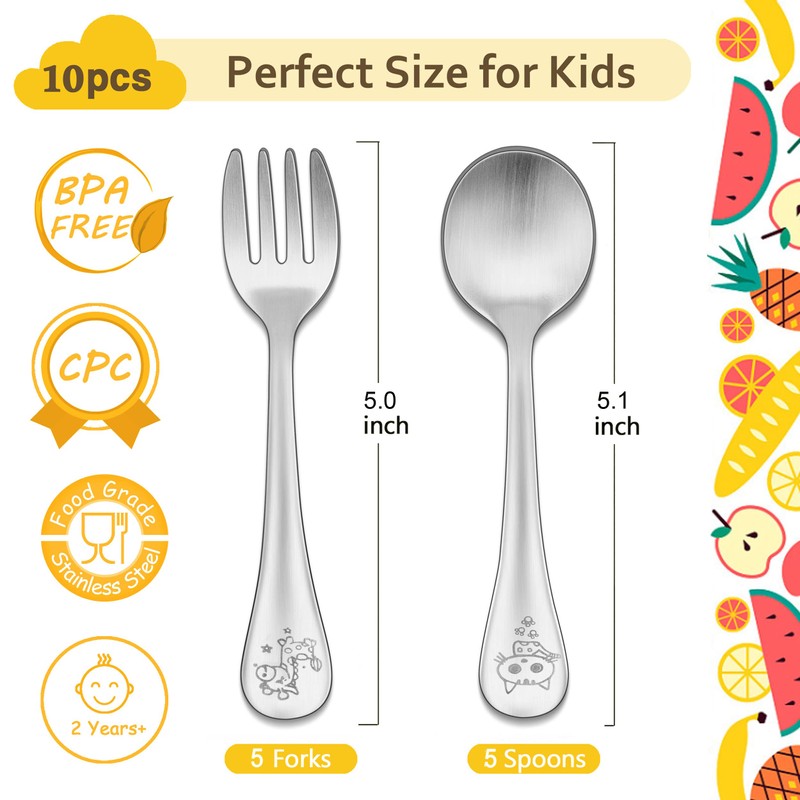 LIANYU - Juego de cubiertos para niños, 10 piezas, utensilios