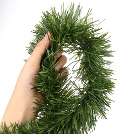 50 Feet Green Tinsel Garland Artificial Christmas Pine Decorative Garland Greenery Tinsel Stems Non-Lit Soft Twist Garland 12 Inch x 2Inch for Holiday Season Outdoor Indoor Party Decorations