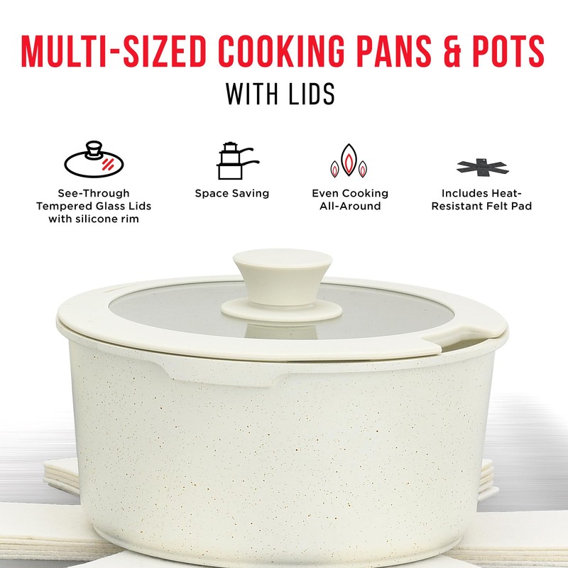 Bakken-Swiss Detachable 15-Piece Cookware Set – Granite Non-Stick – Eco-Friendly