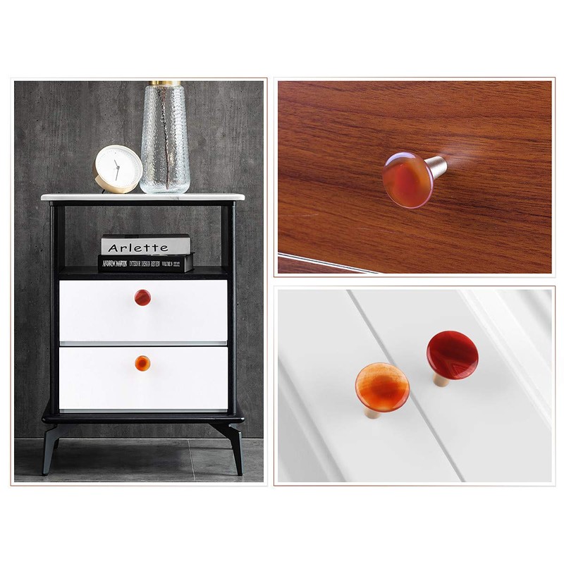 mookaitedecor Set of 4 Carnelian Round Crystal Cabinet Knobs with
