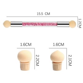 HIGHROCK Sponge Nail Brush Picking Dotting Gradient Pen Brush Double Head Sponge Nail Brush Rhinestone Nail Painting Brush with 4 Pieces Replacement Head (pink)