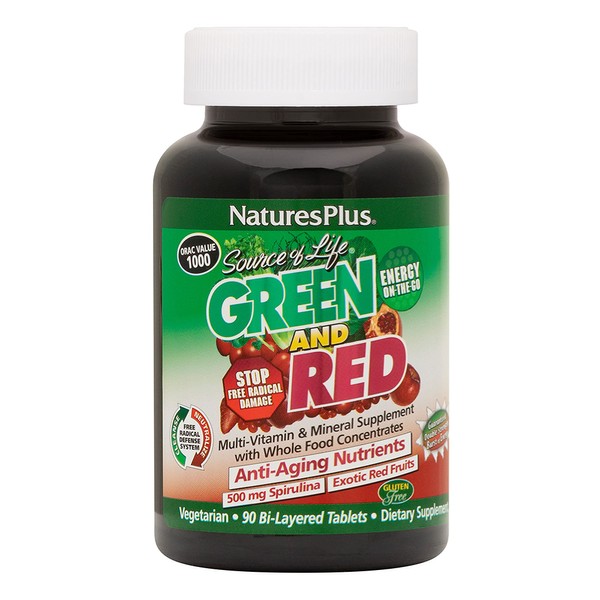 Nature's Plus Source of Life Green and Red Multi-Vitamin and Mineral Supplement - 90 Tablets