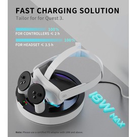 Colelulu Charging Dock for Meta Quest 3, VR Fast Charging Station with RGB Light for Oculus Quest 3 Accessories, Fits Headset and Controllers, with Rechargeable Batteries and USB-C Cable