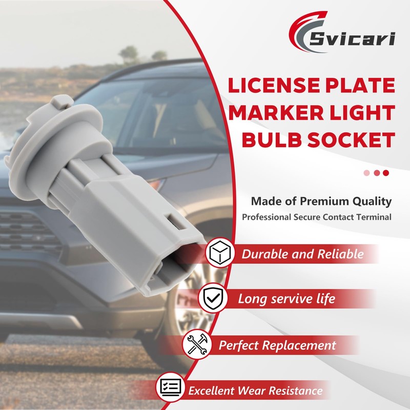 Svicari License Plate Light Lamp Bulb Socket Connector With T10