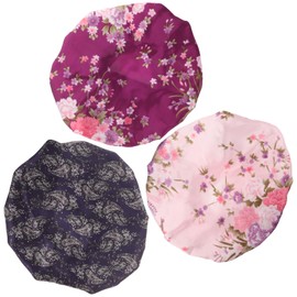LIFKOME 3pcs Headband Night Hat Turbans for Women Satin Sleep Bonnet Caps for Women Hair Bonnet Chemotherapy Cap Silk Hair Cap Sleeping Headscarf Cap Mobcap Woman Sleeping Hat Black