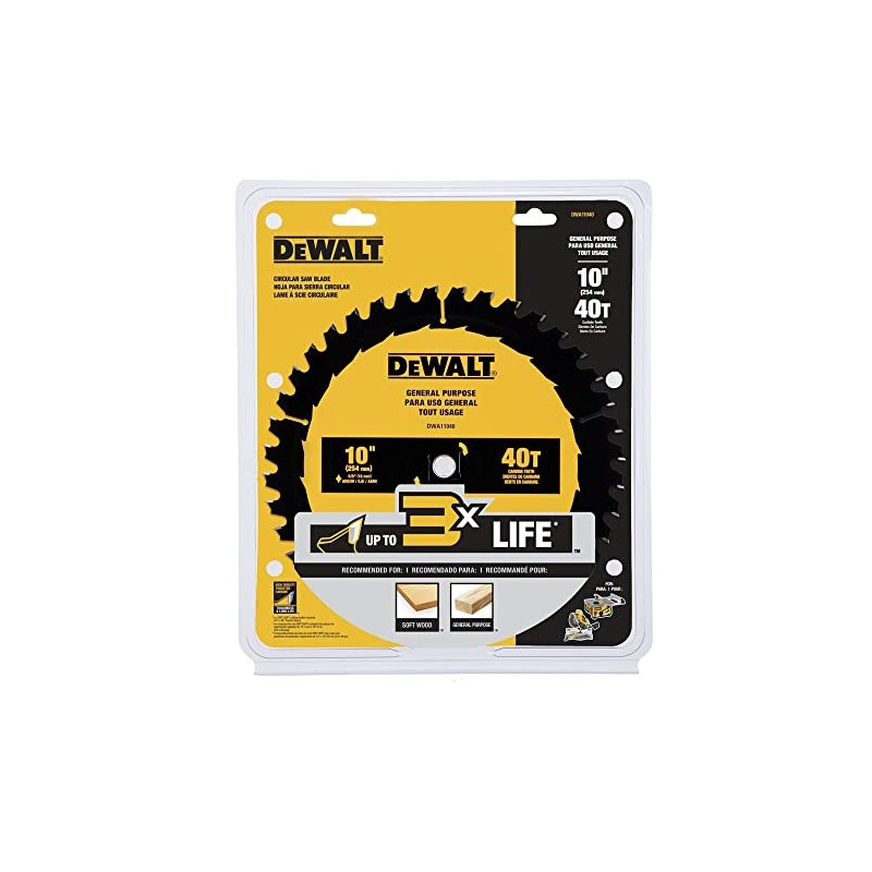 DEWALT Table Saw Blade, 10", 40 Tooth, with Fine Finish,